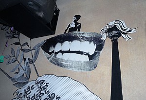 "Muerte & Vida" Wandcollage 5,19 m x 2,40 m, Detail, in Koop. mit e.f. Cafe "im strom" Berlin 2008