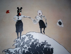 "Muerte & Vida" Wandcollage 5,19 m x 2,40 m, Detail, in Koop. mit e.f. Cafe "im strom" Berlin 2008